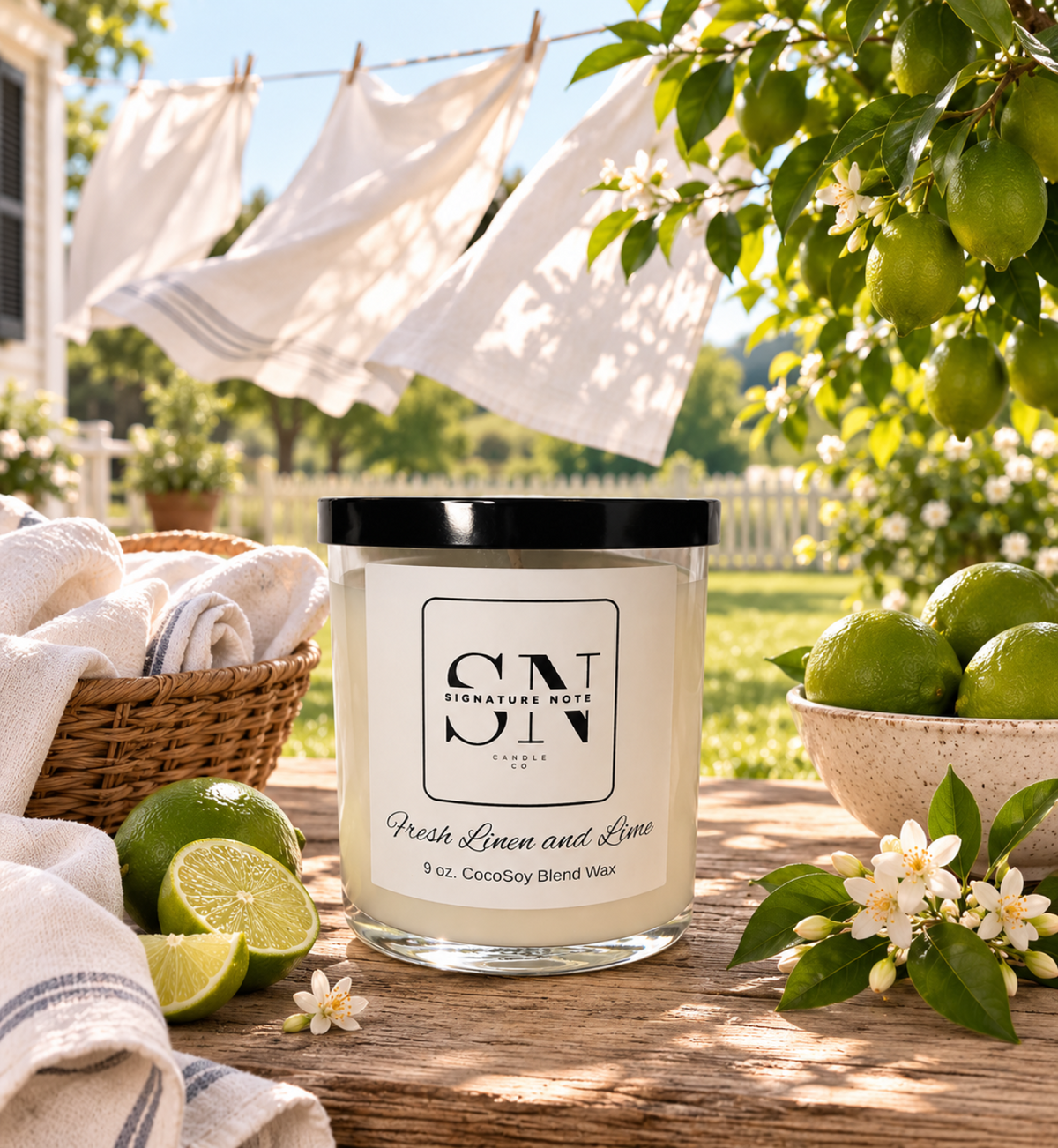 Fresh Linen And Lime 9oz. CocoSoy Blend Candle